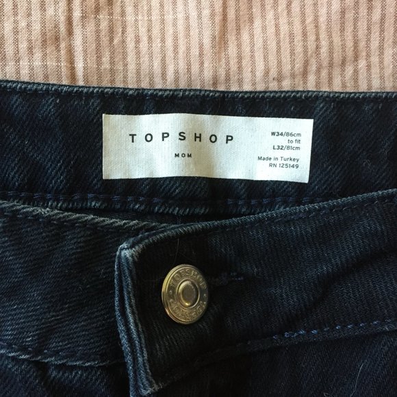 Topshop Blue-Black (Navy) Mom Jeans W34 L32 - Picture 4 of 4